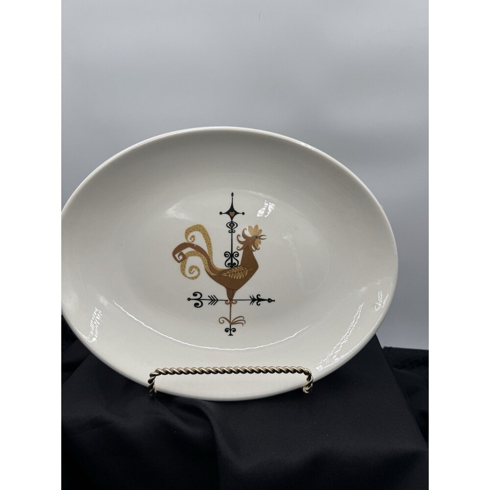 Edwin Knowles Weather Vane Rooster 12.5" Oval Serving Platter MCM Mid-Century